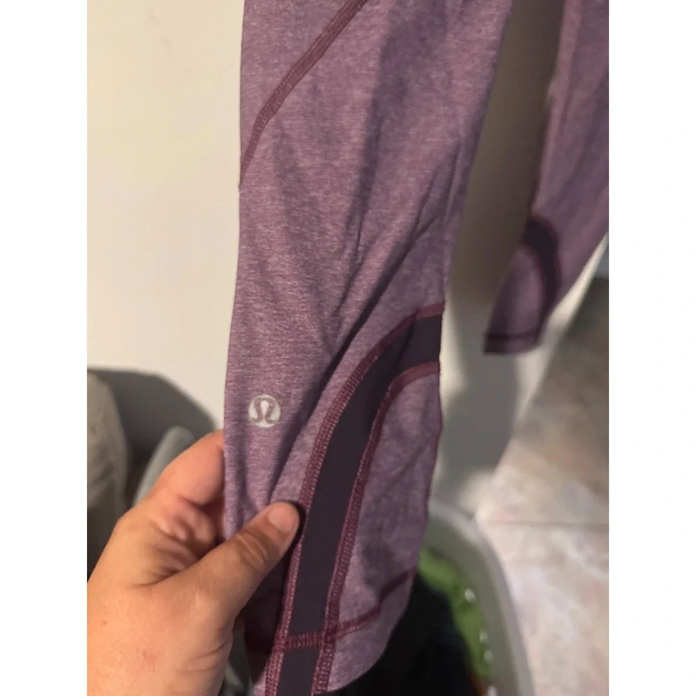 Lululemon Run Inspire Crop II Purple Heathered Mesh Leggings Womens Size 6